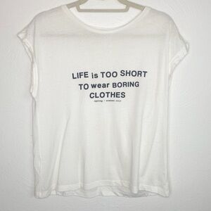 Mango Life is too Short Tee White Size Small